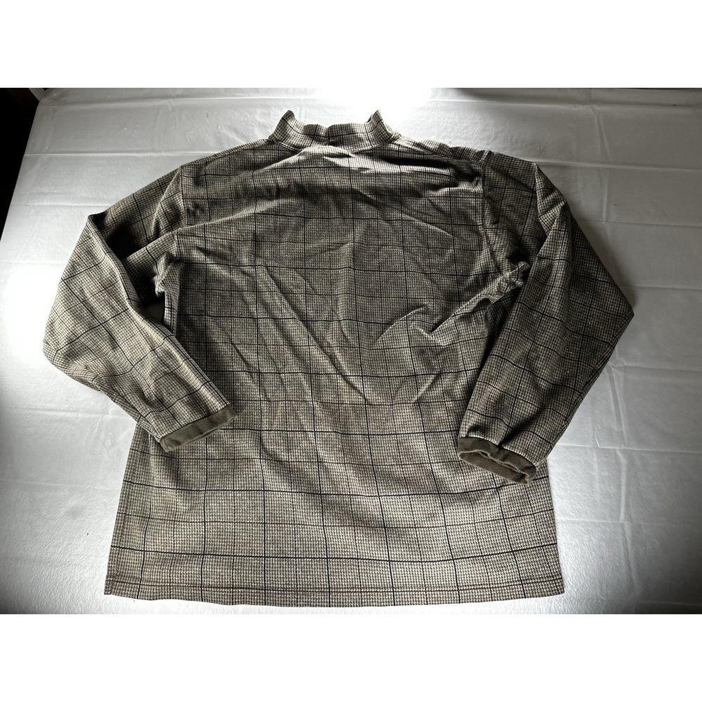VTG L.L.Bean Mock Neck Windowpane Houndstooth Shirt Mens XL Beige USA Made - Picture 9 of 16
